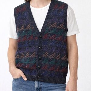 Vintage Wool Blend crossings Sweater Vest Men’s XL Multicolor 90s Pattern